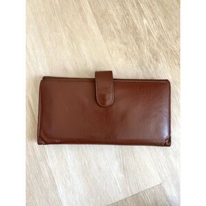 Vintage Nova Genuine Brown Leather Envelope Wallet Women's